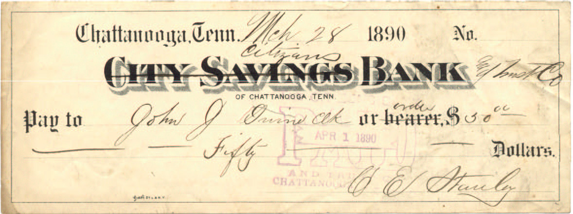 Citizens Bank & Trust X out City Savings Bank 3-28-1890